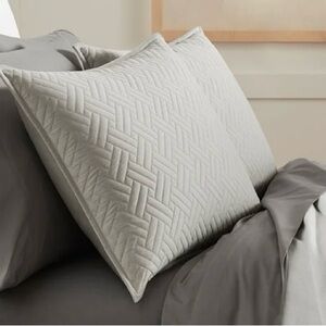 Boll & Branch Signature Basketweave Quilted Euro Shams Pewter